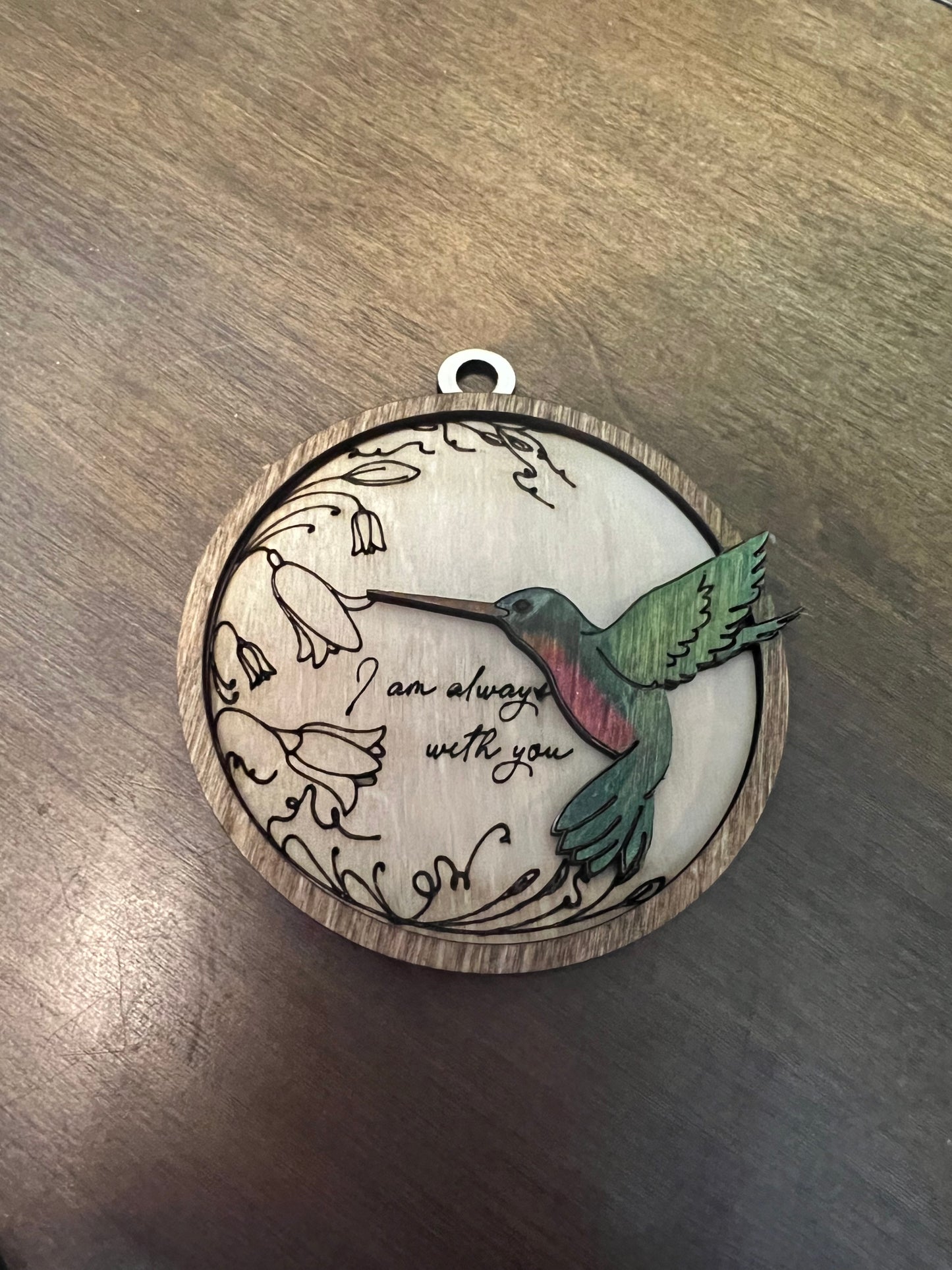 Personalized Hummingbird ornament unfinished
