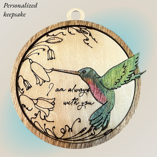 Personalized Hummingbird ornament unfinished