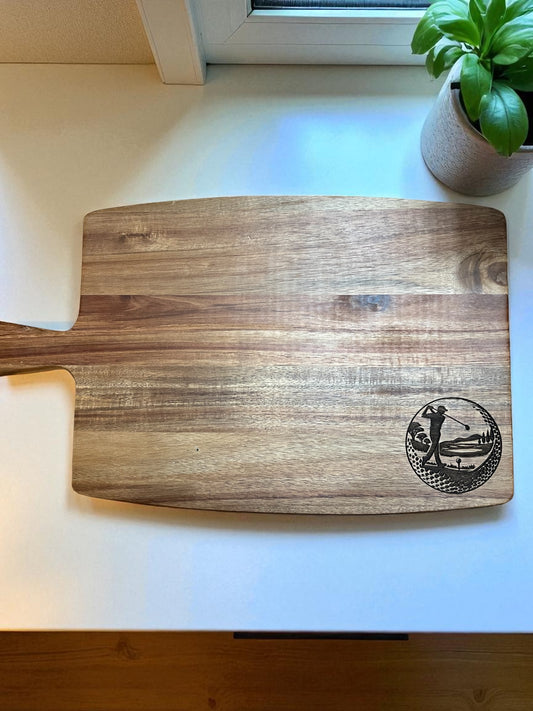 Personalized engraved Acacia Wood Cutting Board with Handle