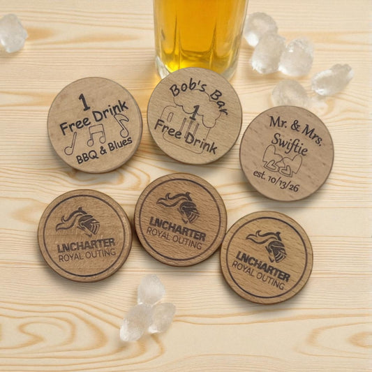 Wedding Token, Drink Token, Charity Token, Custom Wood Token
