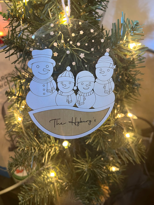Personalized snowman family ornament 2025 up to 6 children
