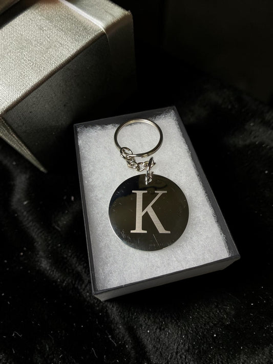 Stainless steel round personalized keychain