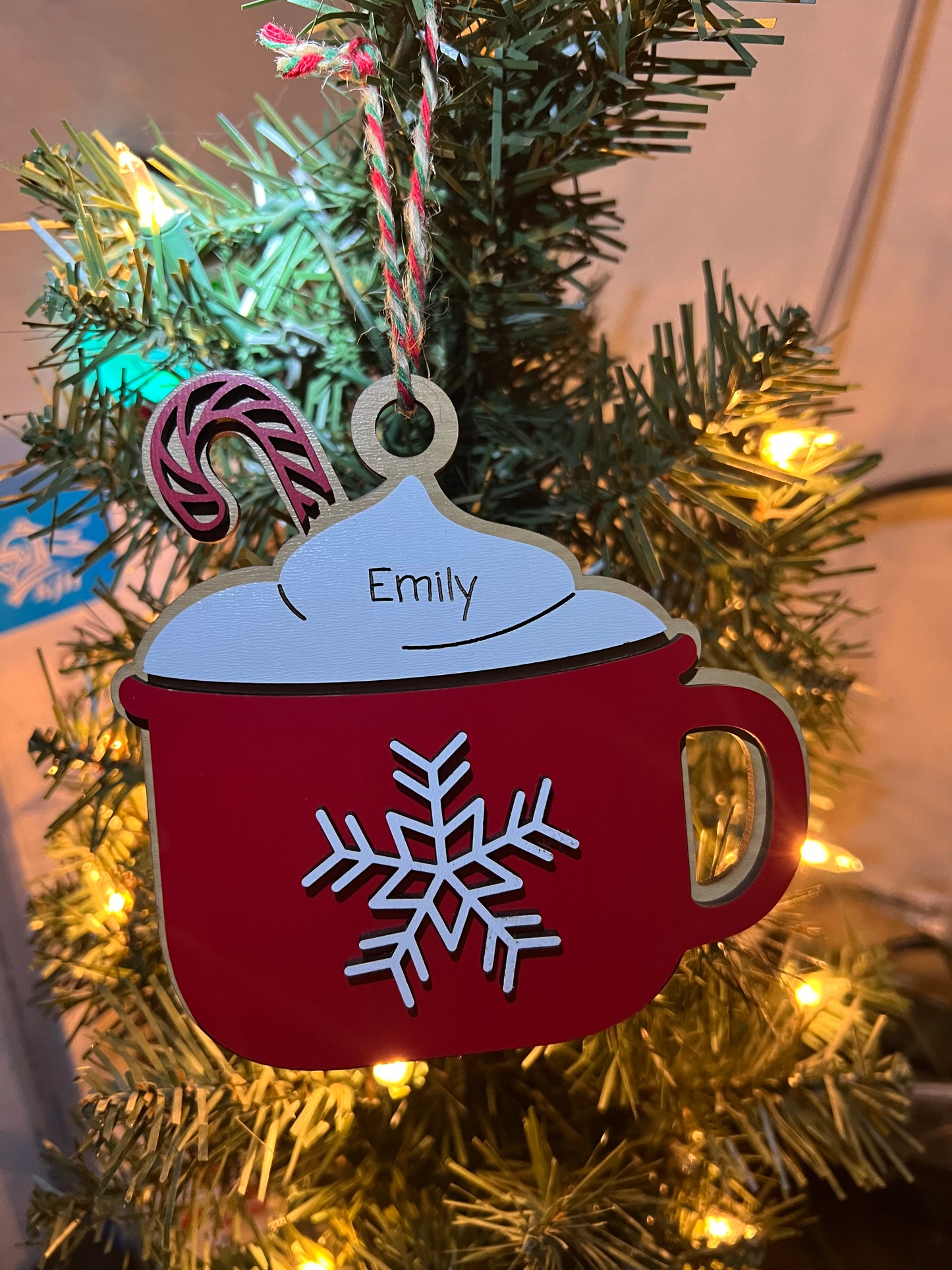Personalized hot cocoa ornament