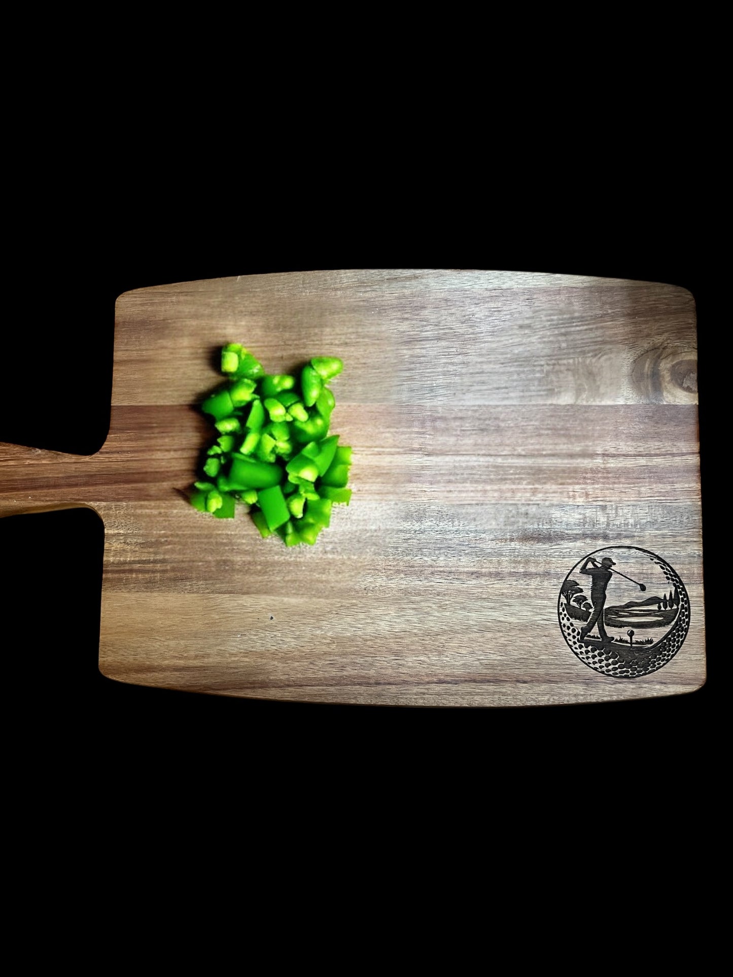 Personalized engraved Acacia Wood Cutting Board with Handle