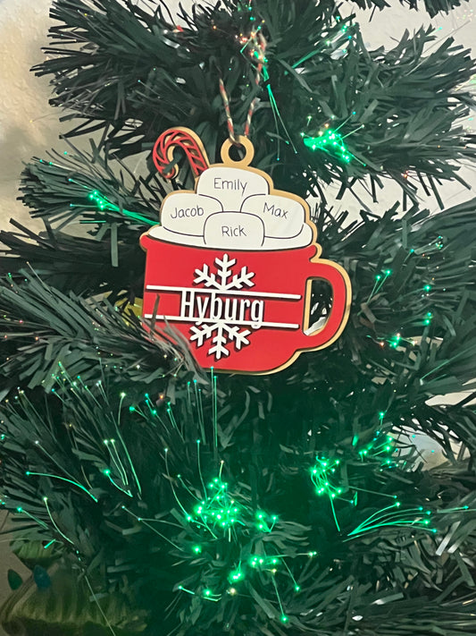 Personalized hot cocoa ornament