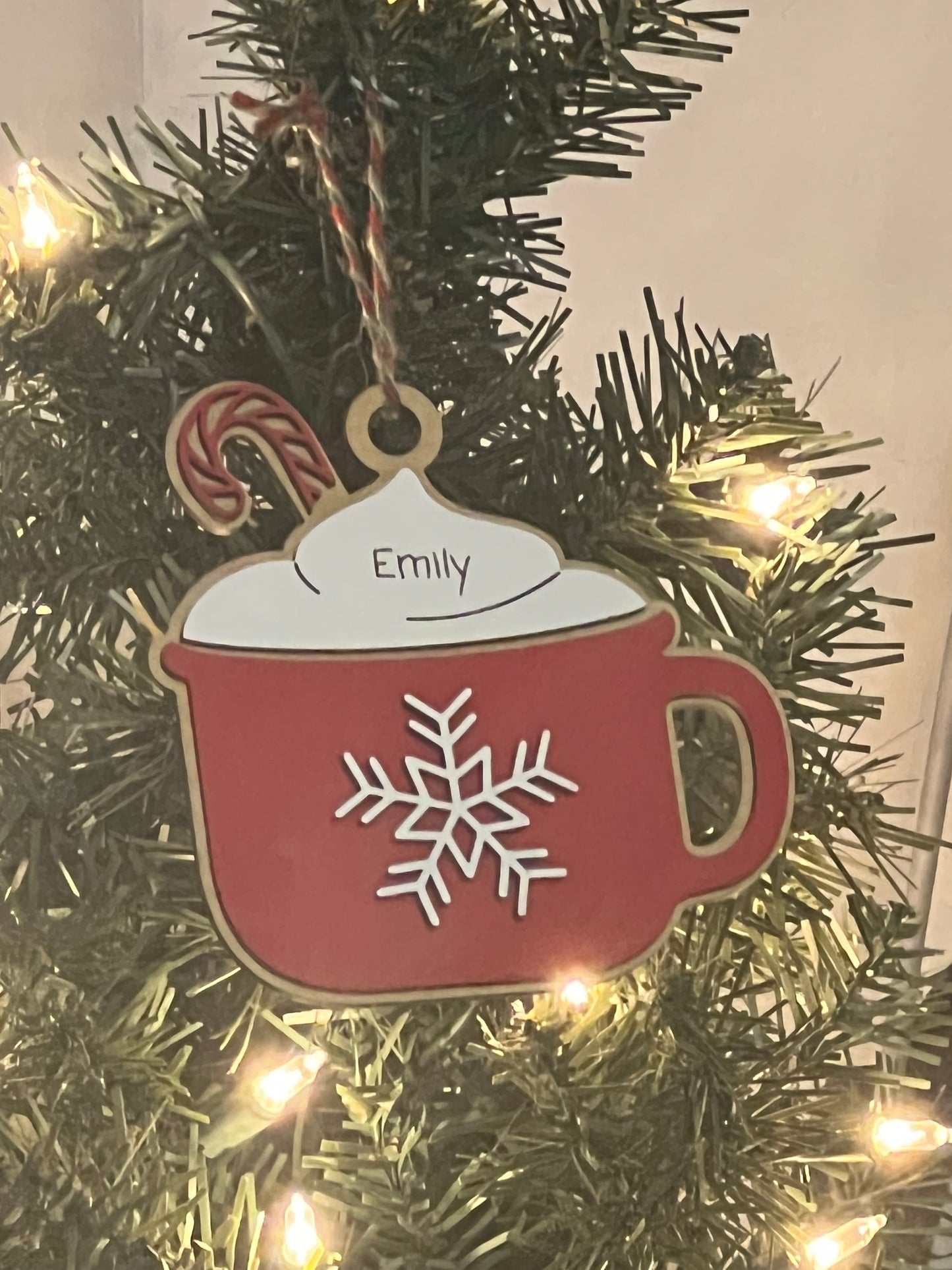 Personalized hot cocoa ornament